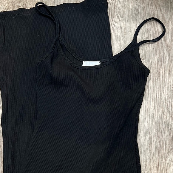 Alexis Ribbed Cami Midi Dress in Black - Picture 2 of 5